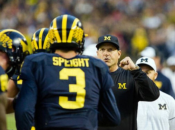 Wilton Speight (3) and Jim Harbaugh