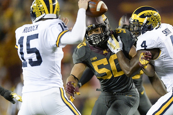 Jake Rudock (15) and De'Veon Smith (4)