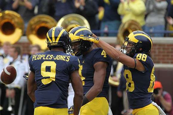 Donovan Peoples-Jones (9), Nico Collins (4), and Grant Perry (88)