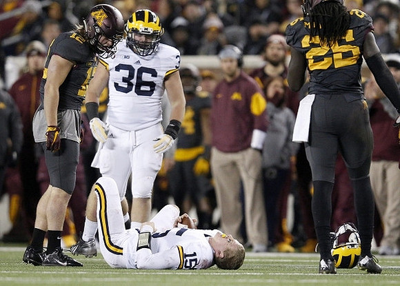 Joe Kerridge (36) and Jake Rudock (15)