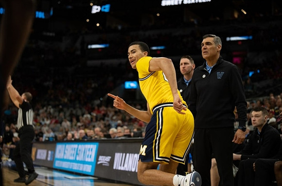 Caleb Houstan (22) and Villanova Head Coach Jay Wright