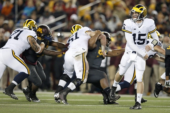 Ben Braden (71), Graham Glasgow (61), and Jake Rudock (15)