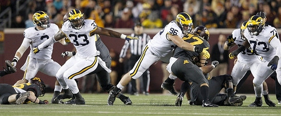 Desmond Morgan (3), Taco Charlton (33), Ryan Glasgow (96), Joe Bolden (35), and Maurice Hurst (73)