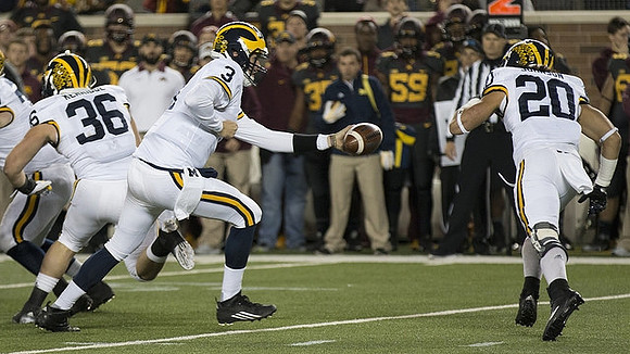 Joe Kerridge (36), Wilton Speight (3), and Drake Johnson (20)