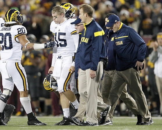 Drake Johnson (20) and Jay Harbaugh