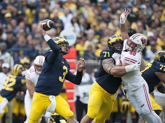 Amara Darboh (82), Wilton Speight (3), Ben Braden (71), and Grant Newsome (77)