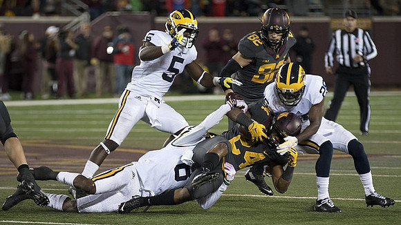 Jabrill Peppers (5), Channing Stribling (8), and Jourdan Lewis (26)