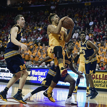 Duncan Robinson (22), Derrick Walton Jr. (10), and Kameron Chatman (3)