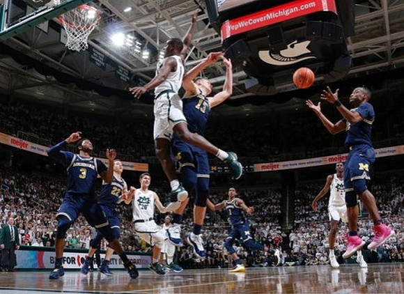 Zavier Simpson (3), Duncan Robinson (22), Moritz Wagner (13), Charles Matthews (1), and Muhammad-Ali Abdur-Rahkman (12)