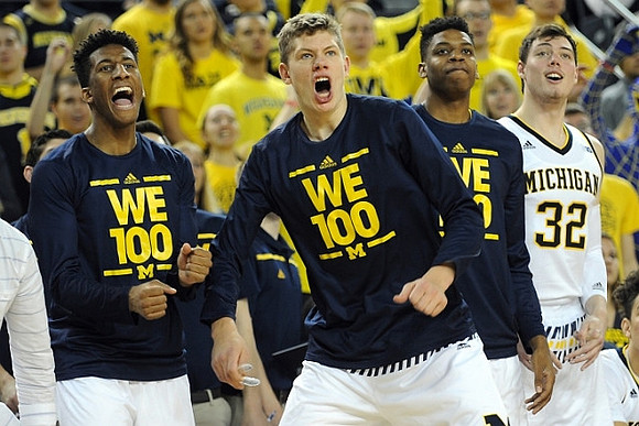 Aubrey Dawkins (24), Moritz Wagner (13), Kameron Chatman (3), and Ricky Doyle (32)