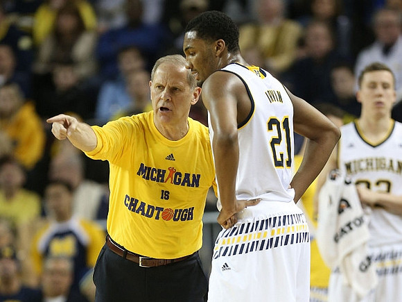 John Beilein, Zak Irvin (21), and Duncan Robinson (22)