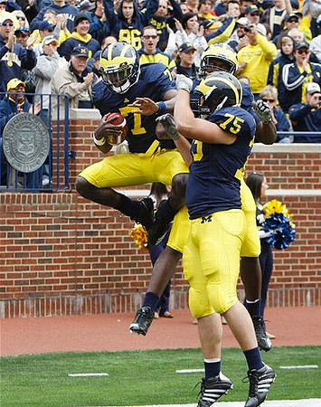 Devin Gardner (7) and Michael Schofield (75)