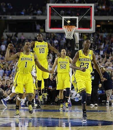 Glenn Robinson III (1), Tim Hardaway Jr. (10), Jordan Morgan (52), and Caris LeVert (23)