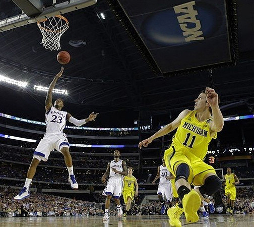 Spike Albrecht (2), Nik Stauskas (11), and Glenn Robinson III (1)