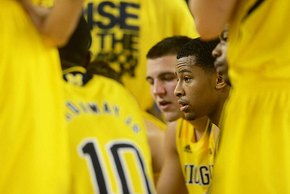 Tim Hardaway Jr. (10), Mitch McGary (4), and Trey Burke (3)