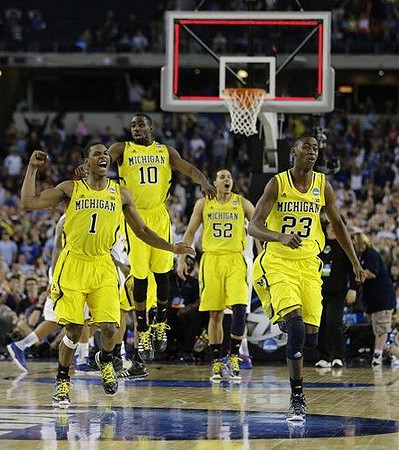 Glenn Robinson III (1), Tim Hardaway Jr. (10), Jordan Morgan (52), and Caris LeVert (23)