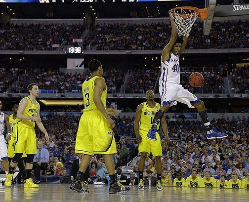 Tim Hardaway Jr. (10), Nik Stauskas (11), Trey Burke (3), and Glenn Robinson III (1)