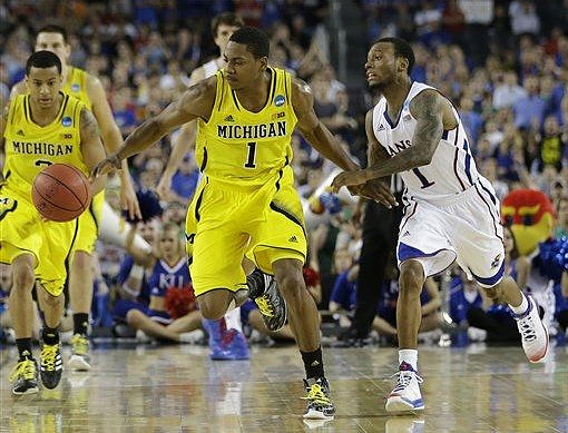 Trey Burke (3), Mitch McGary (4), and Glenn Robinson III (1)