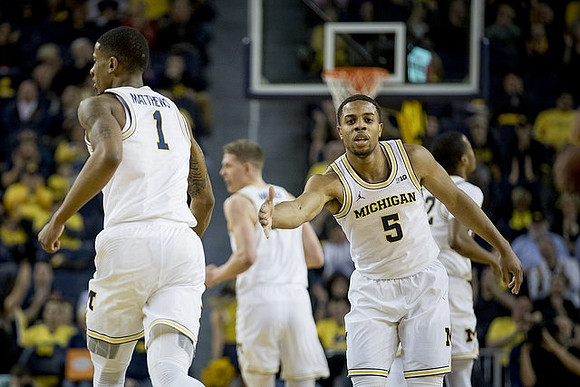 Charles Matthews (1), Jaaron Simmons (5), Moritz Wagner (13), and Muhammad-Ali Abdur-Rahkman (12)
