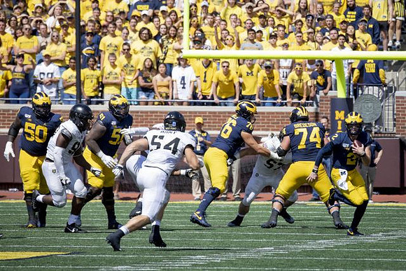 Michael Onwenu (50), Cesar Ruiz (51), Ryan Hayes (76), Ben Bredeson (74), and Shea Patterson (2)