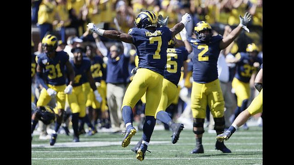 Vincent Gray (31), Khaleke Hudson (7), Josh Uche (6), and Carlo Kemp (2)