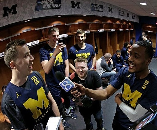 Duncan Robinson (22), Muhammad-Ali Abdur-Rahkman (12), Moritz Wagner (13), and Austin Hatch (30)