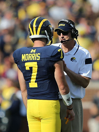 Shane Morris (7) and Doug Nussmeier