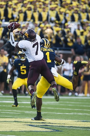 Devin Funchess (1) and Justice Hayes (5)