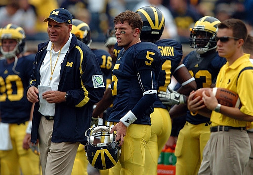Rich Rodriguez and Tate Forcier (5)