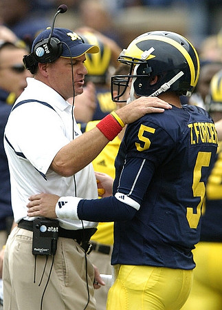 Rich Rodriguez and Tate Forcier (5)