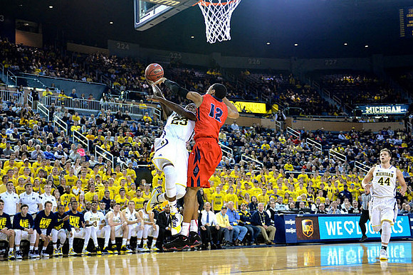 Caris LeVert (23) and Max Bielfeldt (44)