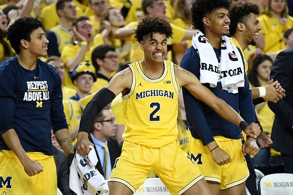 Eli Brooks (55), Jordan Poole (2), Ibi Watson (23), and Isaiah Livers (4)