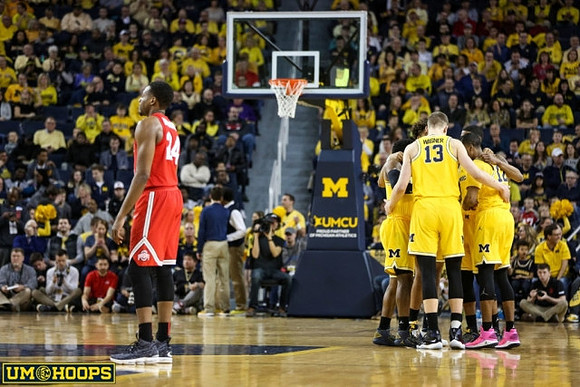 Zavier Simpson (3), Moritz Wagner (13), and Muhammad-Ali Abdur-Rahkman (12)