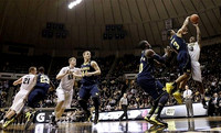 Caris LeVert (23), Max Bielfeldt (44), Tim Hardaway Jr. (10), and Trey Burke (3)