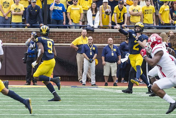 Donovan Peoples-Jones (9) and Shea Patterson (2)