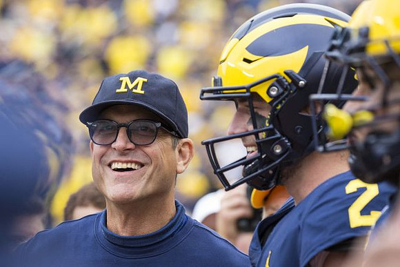 Jim Harbaugh and Shea Patterson (2)