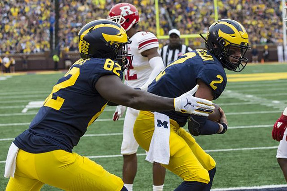 Nick Eubanks (82) and Shea Patterson (2)