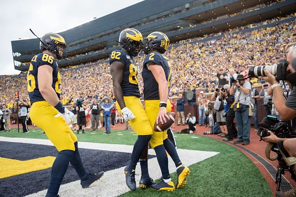 Luke Schoonmaker (86), Nick Eubanks (82), and Shea Patterson (2)