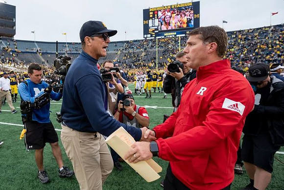 Jim Harbaugh and Rutgers Head Coach Chris Ash