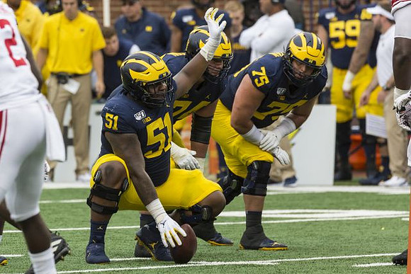 Cesar Ruiz (51), Ben Bredeson (74), and Jon Runyan Jr. (75)