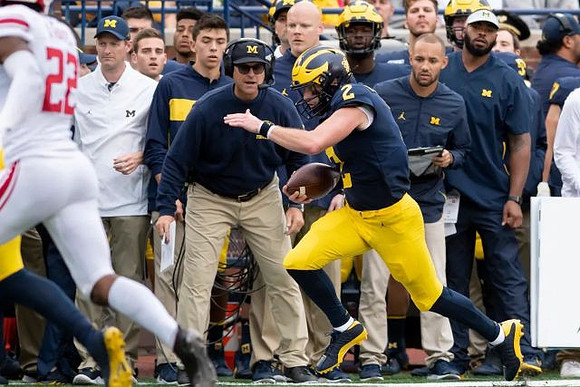 Jim Harbaugh and Shea Patterson (2)