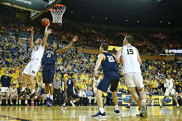 Ignas Brazdeikis (13), Charles Matthews (1), Jon Teske (15), and Jordan Poole (2)