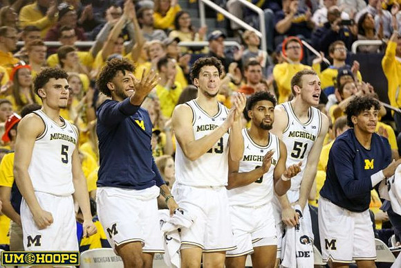 Adrien Nunez (5), Isaiah Livers (4), Brandon Johns Jr. (23), David DeJulius (0), Austin Davis (51), and Eli Brooks (55)