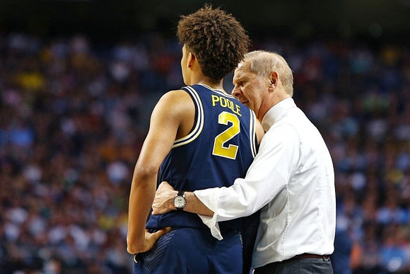 Jordan Poole (2) and John Beilein