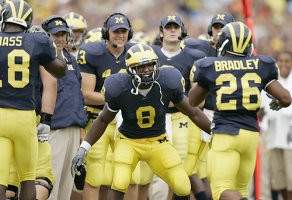 Jason Avant (8), Alijah Bradley (26), Lloyd Carr, Antonio Bass (18), Jeff Kastl (13), and Matt Wilde (8)