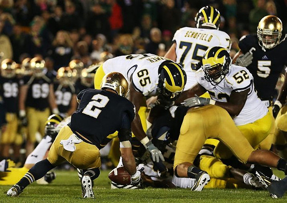 Patrick Omameh (65), Denard Robinson (16), Michael Schofield (75), and Ricky Barnum (52)