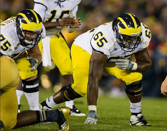 Michael Schofield (75), Denard Robinson (16), and Patrick Omameh (65)