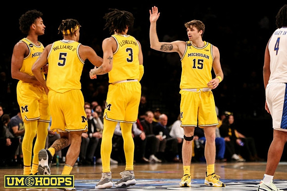 Kobe Bufkin (2), Terrance Williams II (5), Jaelin Llewellyn (3), and Jett Howard (13)