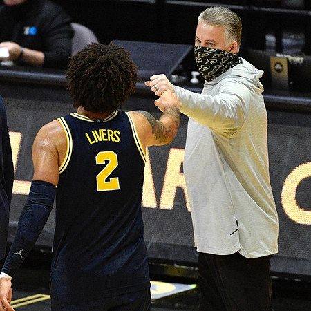 Isaiah Livers (2) and Purdue Head Coach Matt Painter
