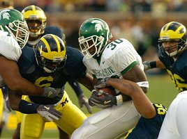 LaMarr Woodley (56), Prescott Burgess (6), and Scott McClintock (36)